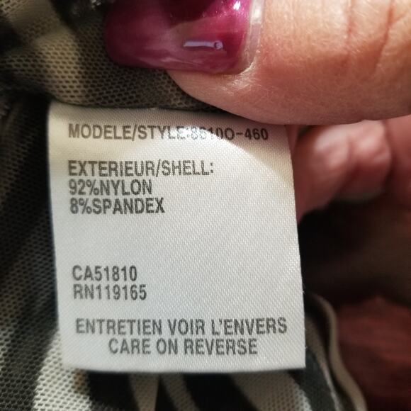 Tribal Animal Print Sheer Layered Ruffle Top 3/4 Slv Scp Neck Black Gray Sz XXL - Picture 8 of 10